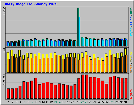 Daily usage for January 2024
