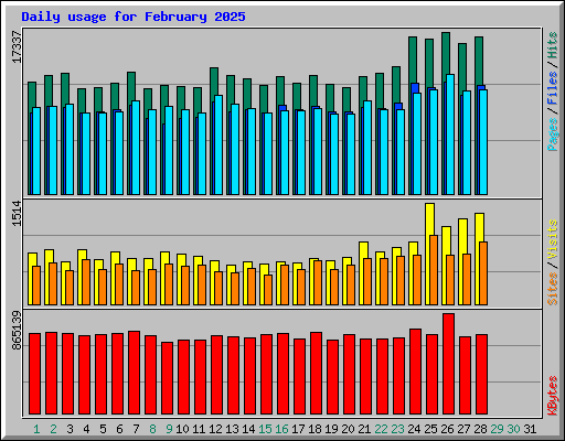 Daily usage for February 2025