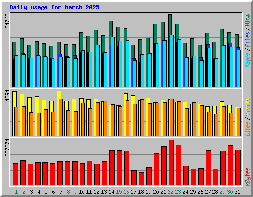 Daily usage for March 2025