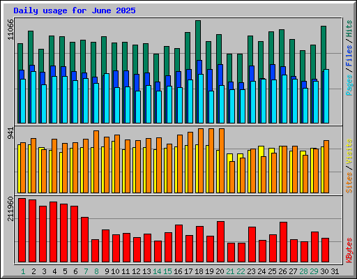 Daily usage for June 2025